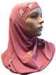 Hijab 2 pieces rose avec motifs fleuris
