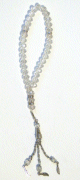 Sabha Chapelet 33 perles cristal blanc avec decorations metalliques argentees