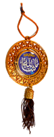 Pendentif rond avec pompon contenant des invocations (8,5 cm)
