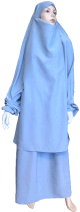 Jilbab reversible (satine/normal) deux pieces (Cape + Jupe evasee) - Taille L/XL - Coloris gris Fonce