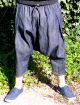 Pantalon sarouel jeans bleu marine Al-Haramayn Deluxe (Taille L) - Modele Cordon et poche avec fermeture zip