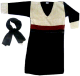 Robe (Abaya) pour fillette noire coloree en beige et bordeaux avec chale