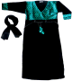Abaya noire pour fillette en col V avec motifs verts et chale assorti