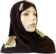 Hijab 2 pieces (bonnets tube) marron chocolat et carreaux jaunes satines