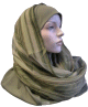 Foulard hijab une piece kaki avec motifs rayes