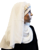 Foulard hijab 1 piece blanc avec decoration beige