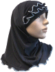 Hijab 2 pieces bleu marine avec ruban fronce bleu ciel