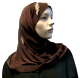 Hijab 2 pieces marron motifs fleuris