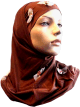 Hijab 2 pieces marron decore de fleurs