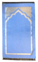 Tapis de priere fin et facile a transporter, une place, couleur bleu unie avec partie argentee