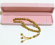 Chapelet (sebha) metallique de luxe 33 grains dores pour femmes avec boitier rose