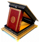 Grand Coffret en bois dore avec le Le Saint Coran Lecture Hafs (Couverture rouge doree assortie)