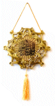 Pendentif islamique decoratif dore avec l'Attestation de la Foi musulmane