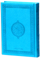 Le Saint Coran version arabe (Lecture Hafs) de luxe avec couverture en cuir bleu-ciel