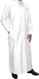 Qamis homme blanc manches longues avec col et 3 poches