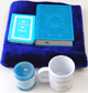 Pack Cadeau Bleu : Coran Francais-Phonetique, Citadelle du musulman, bougie parfumee, tapis et mug "A mon cher epoux"