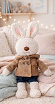 Peluche/Doudou Lapin Ali + Livre "J’apprends ma religion avec la famille Arnoube"