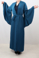 Kimono avec manches evasees de couleur bleu petrole