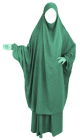 Jilbab adulte 2 pieces - Cape + Jupe evasee - Couleur vert emeraude