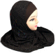Hijab 1 piece noir paillete avec strass multi-couleurs