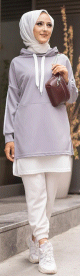 Tunique sportive bicolore pour femme voilee - Couleur blanc et gris clair