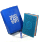 Coffret/Pack Cadeau en cuir bleu : Le Saint Coran Rainbow (francais/arabe/phonetique), Coffret artisanal de luxe et parfum