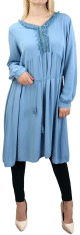 Tunique longue style boheme - Taille Unique - Couleur bleu ciel