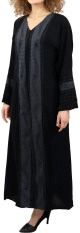 Robe noire col v et decoration en strass
