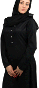 Robe noire avec boutons et motifs sur le buste et les manches (modele voilee)