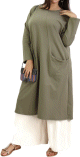 Tunique longue Sportswear en coton avec une grande poche de couleur kaki