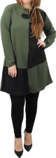 Tunique bicolore noir et vert kaki