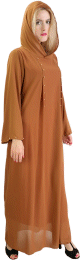Robe brun fauve avec capuche et perles