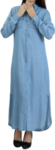 Robe chemise longue pour femme de marque Amelis Paris - Couleur bleu jean delave