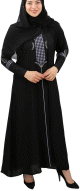Robe noire avec losanges brodes et strass (modele voilee)