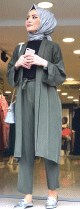 Ensemble femme hijab 2 pieces veste kimono et pantalon (pour femme musulmane voilee)