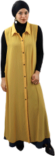 Robe chemise jaune sans manches (modele voilee)