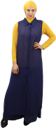 Robe chemise bleu marine sans manches (modele voilee)