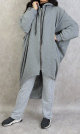 Veste longue sportswear avec capuche de couleur gris