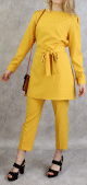 Ensemble chic 2 pieces tunique et pantalon de couleur jaune moutarde