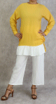 Ensemble deux pieces bicolore tunique et pantalon couleur Jaune et Blanc