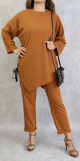 Ensemble femme 2 pieces (tunique et pantalon) avec nuds sur les cotes - Couleur Rouille