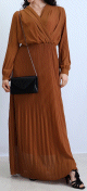 Robe marron plissee