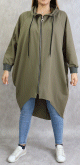 Veste longue sportswear avec capuche de couleur kaki