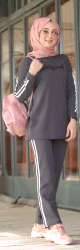Survetement "original" 2 pieces Sweat et pantalon (Ensemble Hijeb Sport pour femme musulmane) - Couleur gris anthracite