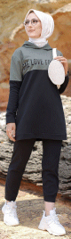 Survetement hijab sport a capuche pour femme musulmane - Ensemble 2 pieces Sportswear - Couleur noir et kaki