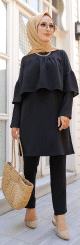 Ensemble 2 pieces habille style casual (Mode Islamique pour la femme musulmane voilee) - Couleur noir