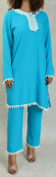 Ensemble deux pièces tunique pantalon style Jabador femme - Couleur Bleu turquoise Ensemble deux pièces tunique pantalon style Jabador femme - Couleur Bleu turquoise