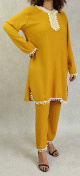 Ensemble deux pieces tunique pantalon style Jabador femme - Couleur Jaune moutarde