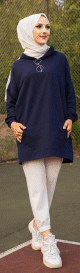 Sweat avec capuche pour femme inscription au dos "I am where are you" (Hijab sport) - Couleur bleu marine