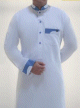 Qamis homme classique tissu en coton de qualite superieure - Couleur blanc et bleu